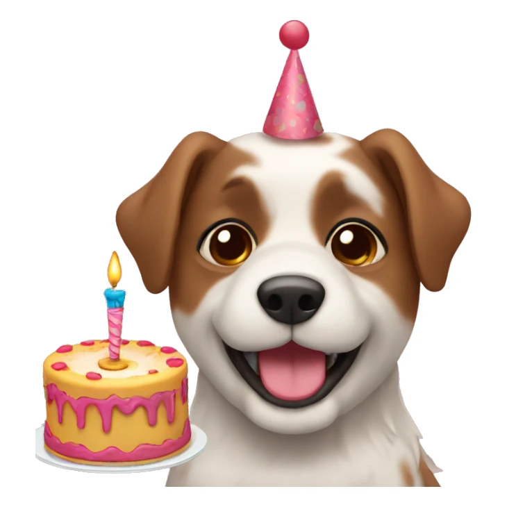 Korgi dog with birthday cake sticker