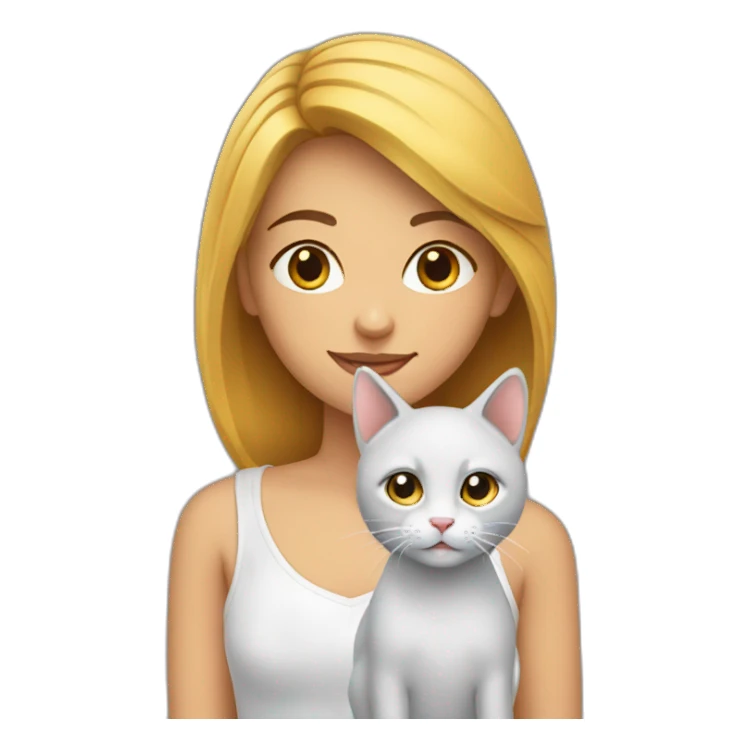 Une fille avec un chat sticker