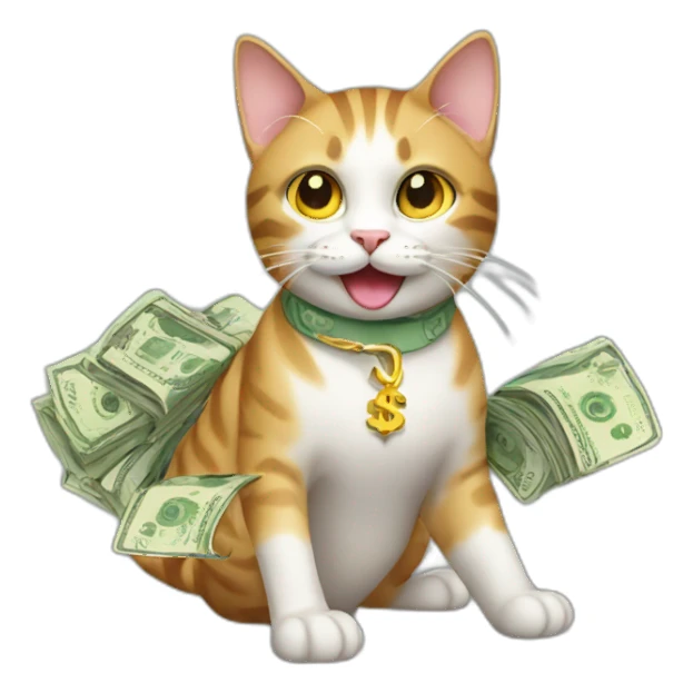 Cat with money  sticker