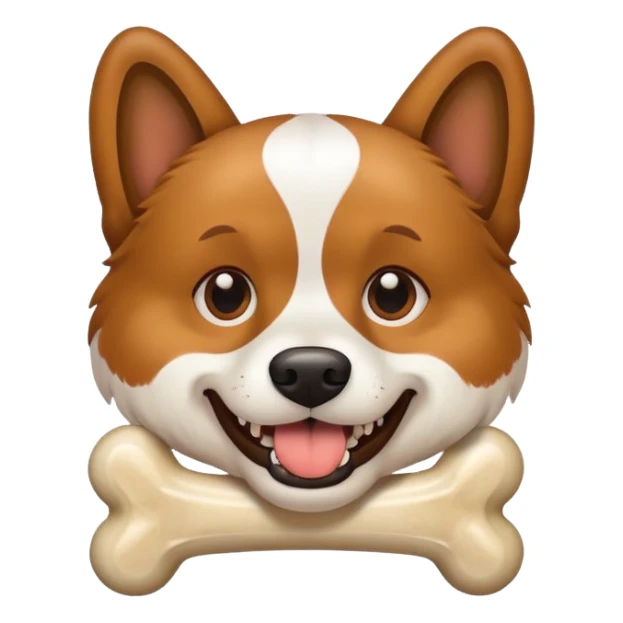 dog with a bone in its teeth sticker