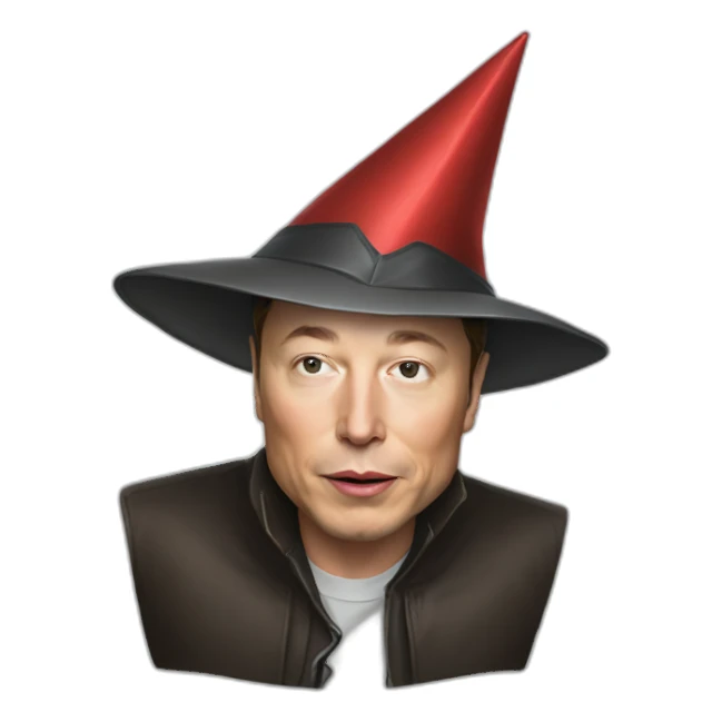 elon musk wearing a dunce hat sticker