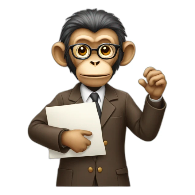monkey professor holding a chart sticker