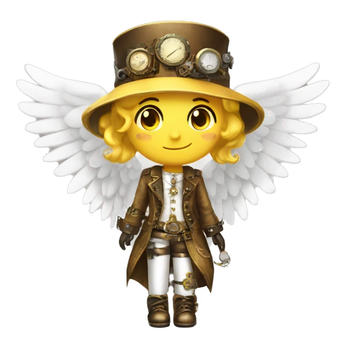 Yellow and white steampunk angel sticker