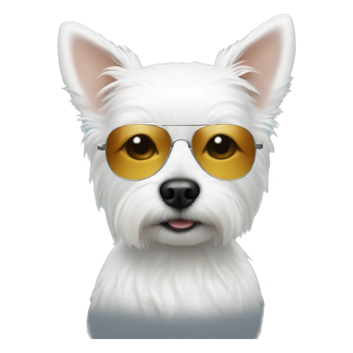 White small dog with sunglasses  sticker