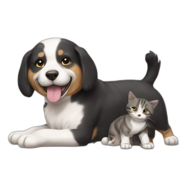 Chien qui joue avec chat sticker