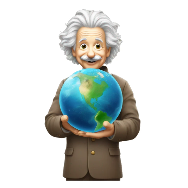 happy albert einstein holding earth in his hand sticker