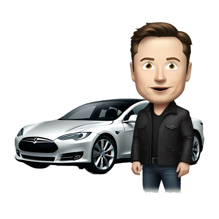Elon musk with a tesla sticker