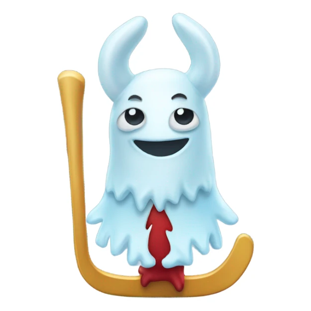 Ice skate with devil horns and a pitchfork sticker