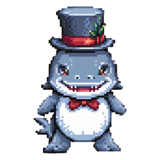 shark with a top hat sticker