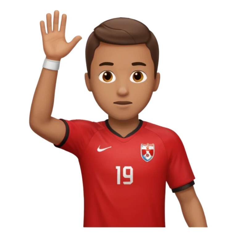 man soccer player with red jersey sticker