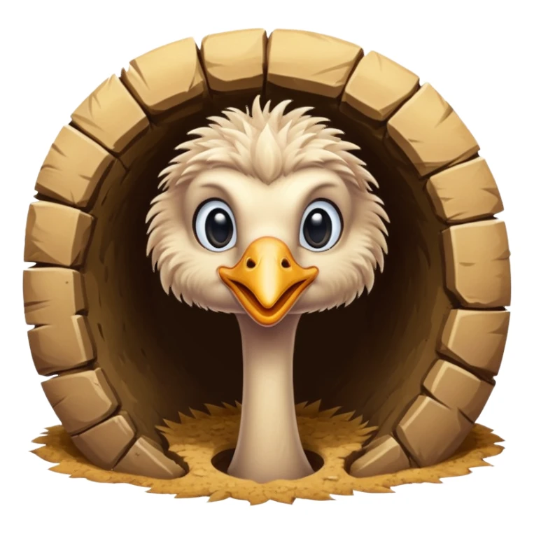 Ostrich with head inside a hole in the ground sticker