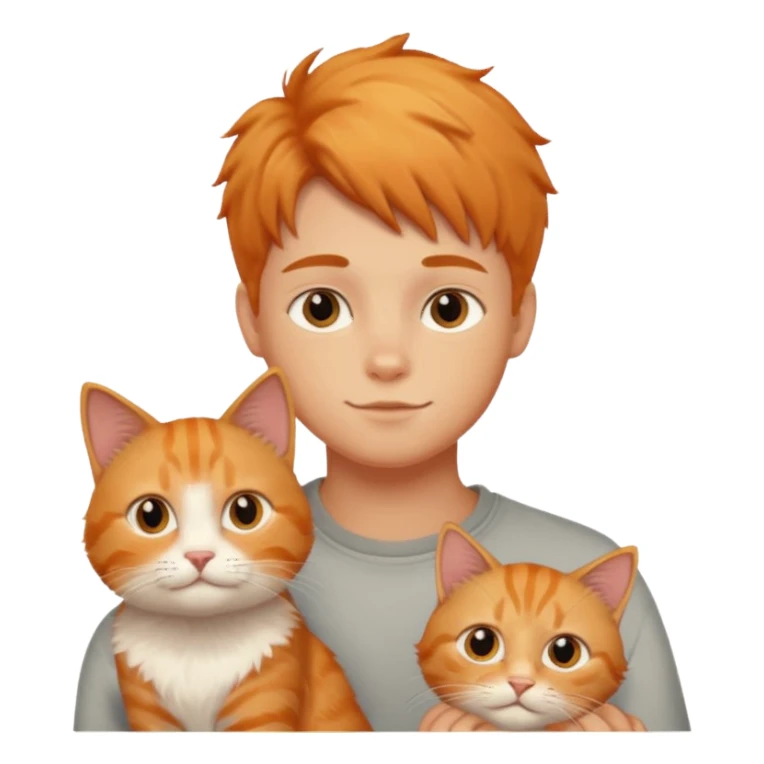 cat next to boy sticker