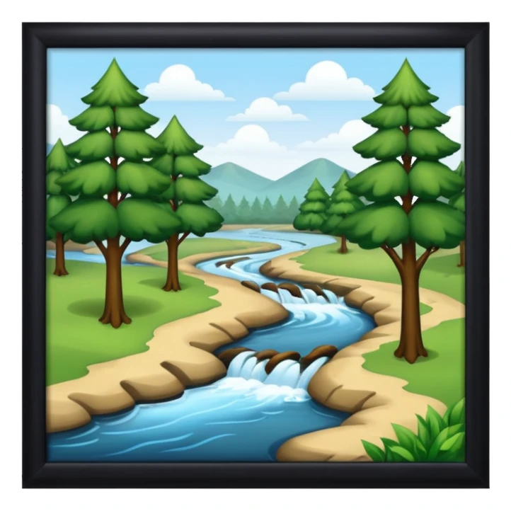 trees and a river on ground sticker