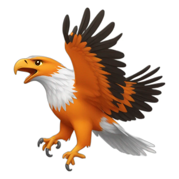 Orange and white eagle flying sticker