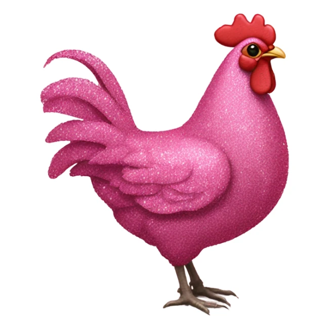 Rose pink glittery chicken  sticker