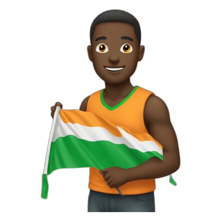 man holding ivory coast flag sticker