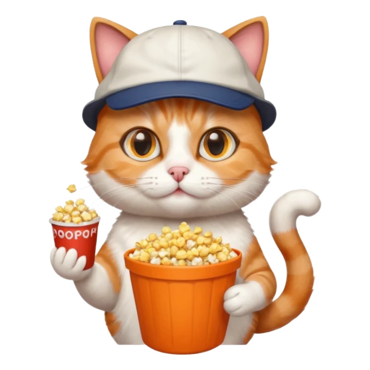 cat with with rapper popcorn with opticals sticker