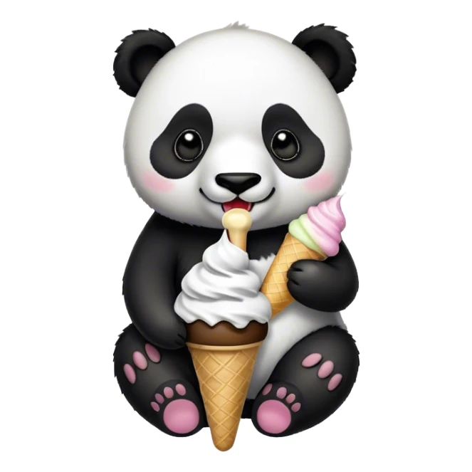 Panda eating ice cream sticker