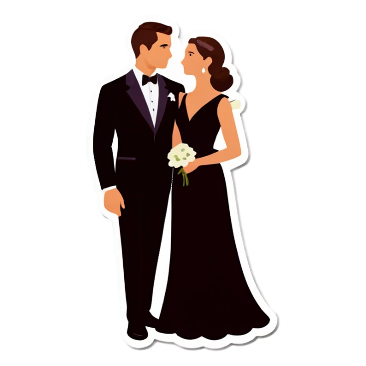 couple in formal attire outdoors sticker