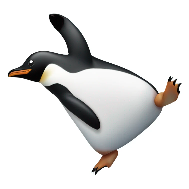 Penguin sliding on its belly on the ice sticker