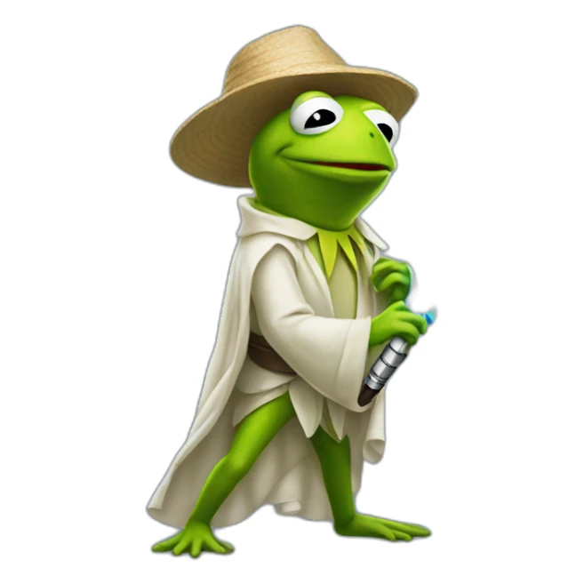 Kermit the frog holding a lightsaber sticker