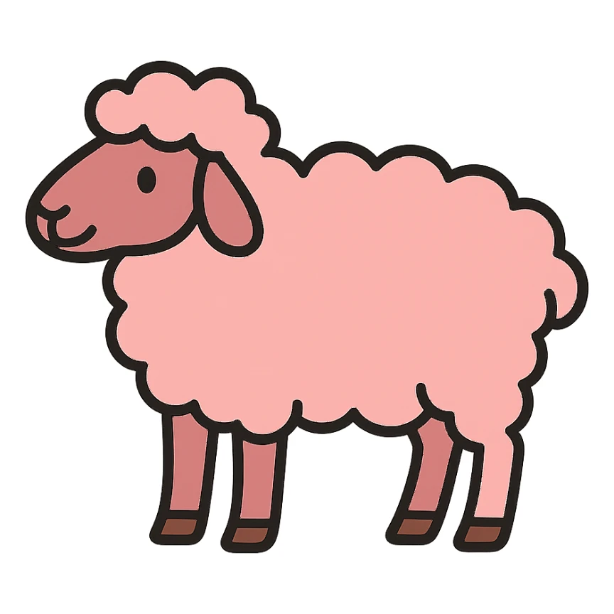 flat toon style pink sheep sticker