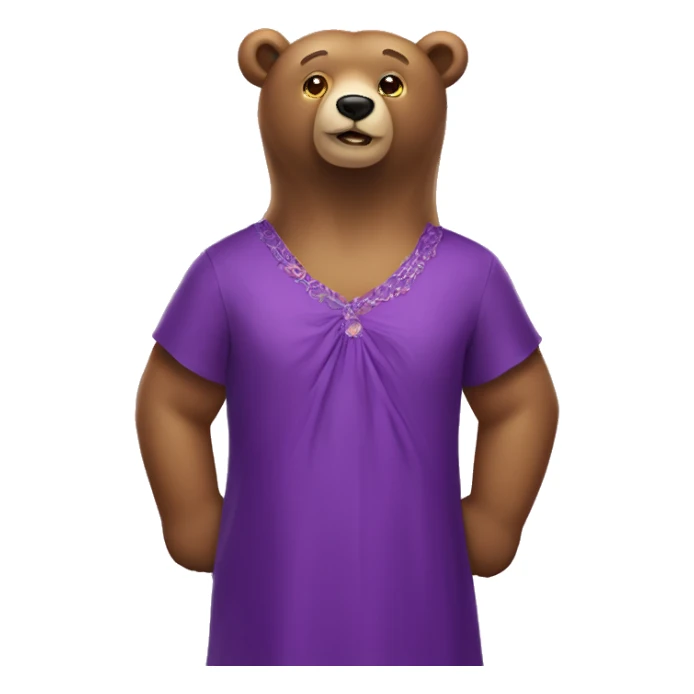 Bear wearing purple dress sticker