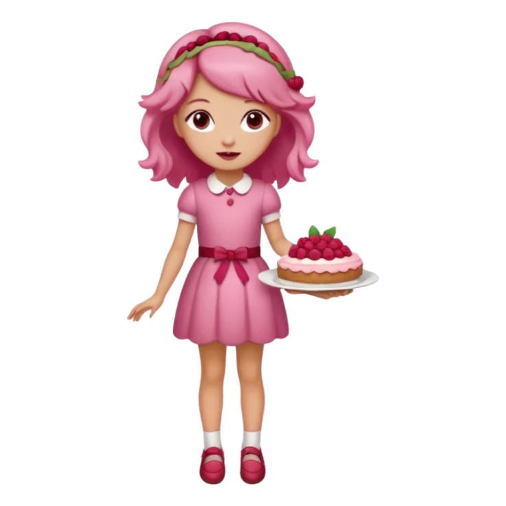 Raspberry torte human full body and legs girl with a raspberry barrette on her hair sticker