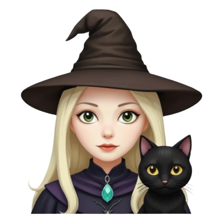 Witch with cat companion sticker