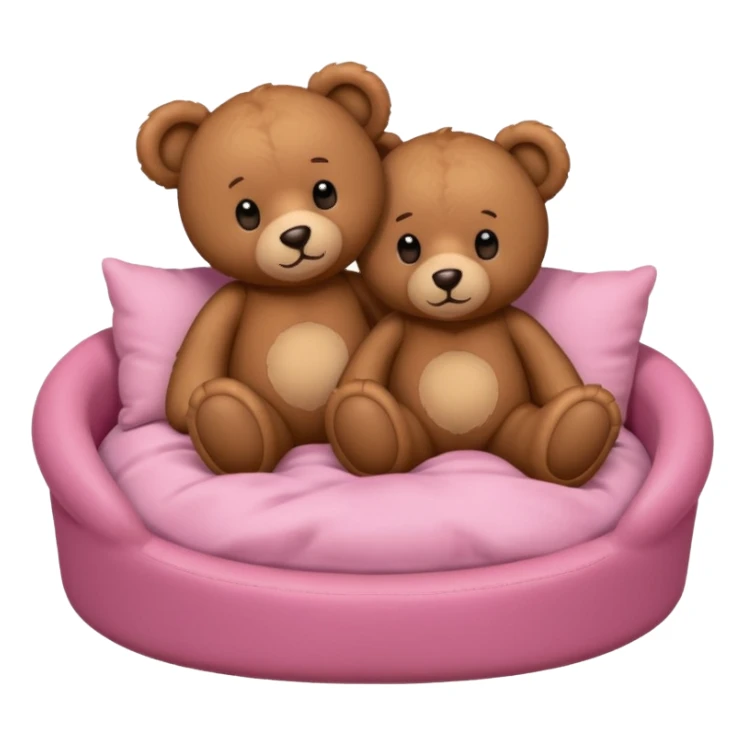 Brown teddy bears cuddling in pink bed sticker