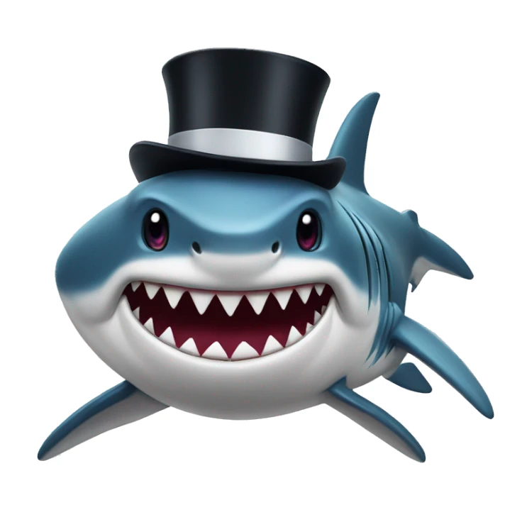 Shark with a top hat sticker
