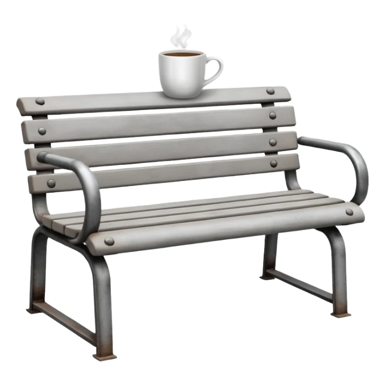 Metal bench + coffee cup sticker