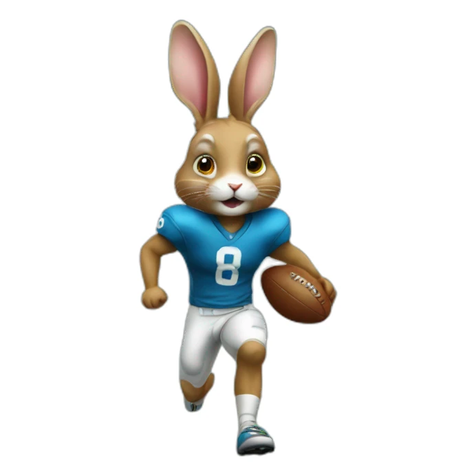 Realistic rabbit playing football sticker