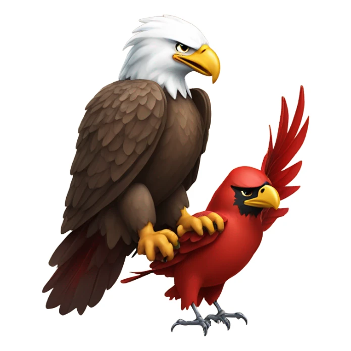 Eagle with cardinal in claws sticker