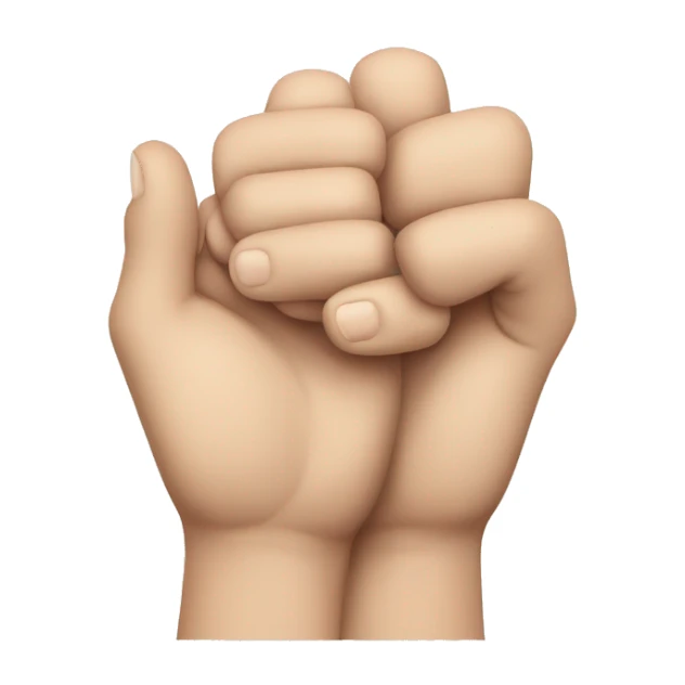 clasped hands with thumbs touching (as if scheming sticker