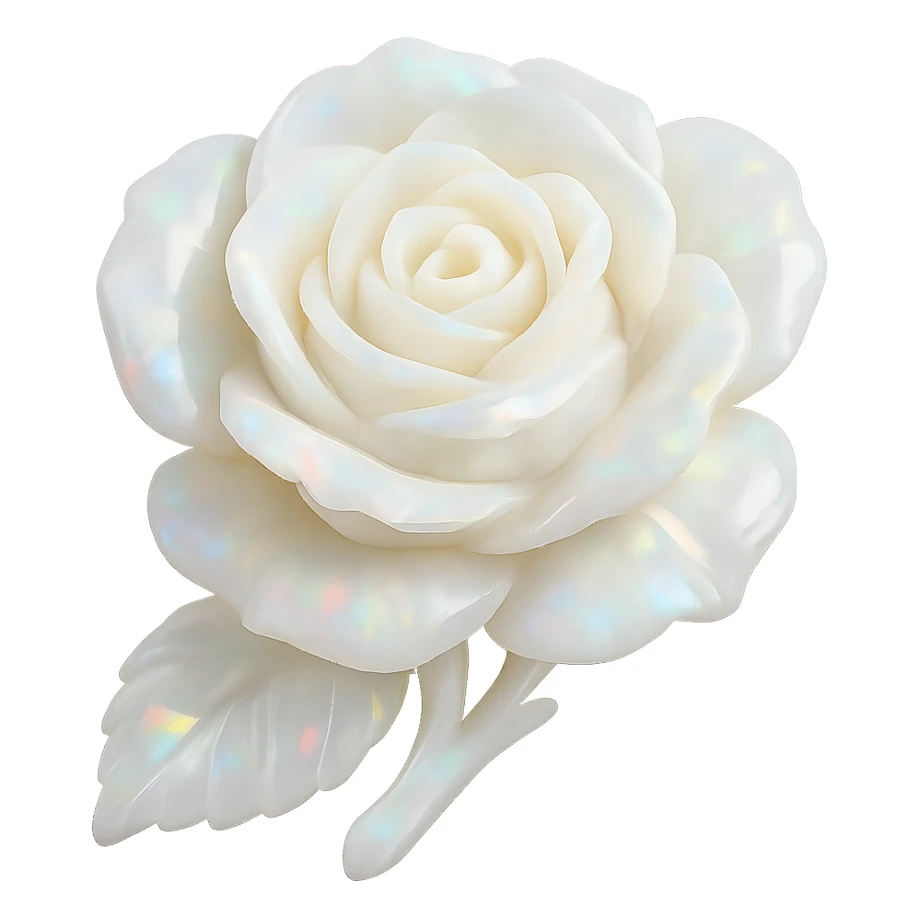 white Opal crystal rose flower, remove background sticker