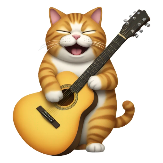 Incredibly fat cat, playing guitar, crying sticker