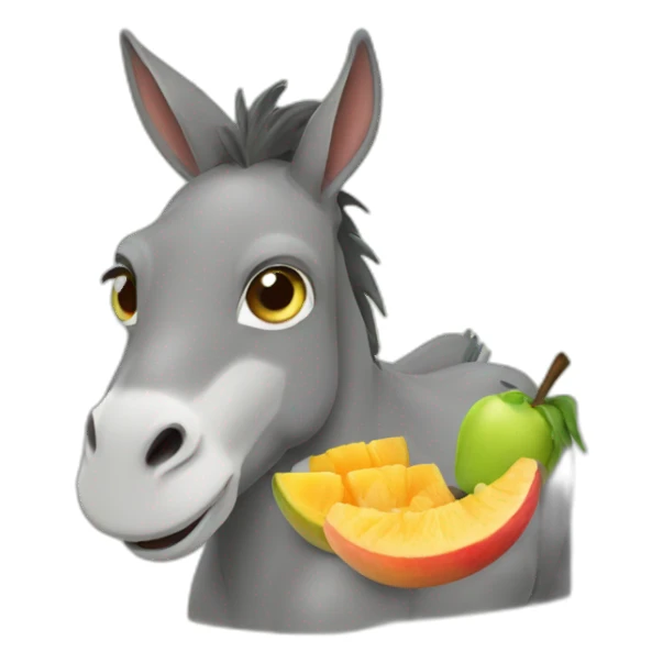 Donkey eating fruit sticker