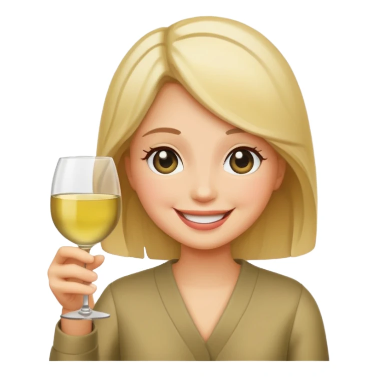 Smiling face, blushing, holding white wine  sticker