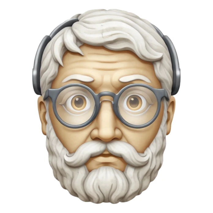 marble greek statue head  with spectacles sticker