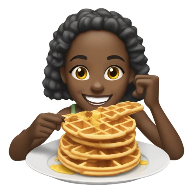 Black girl eating waffles  sticker