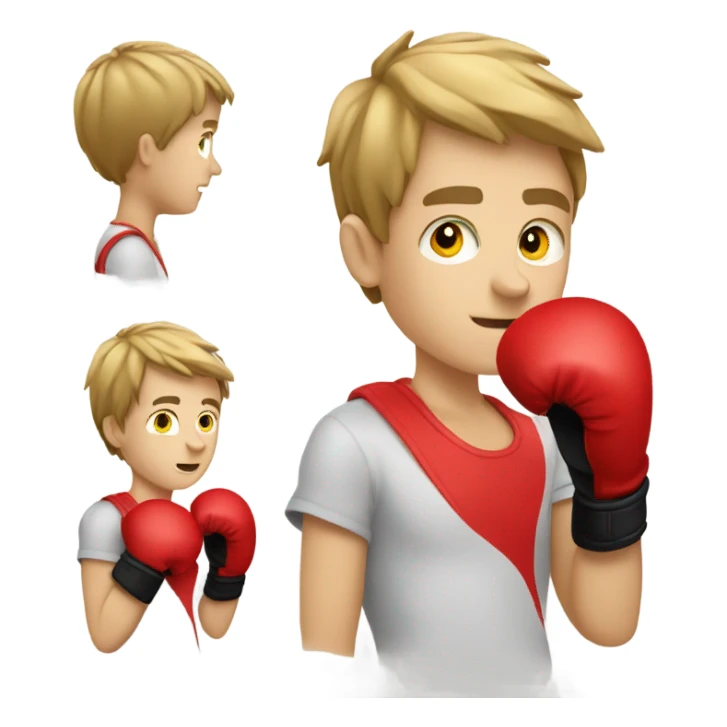 caucasian boy in boxing gloves sticker