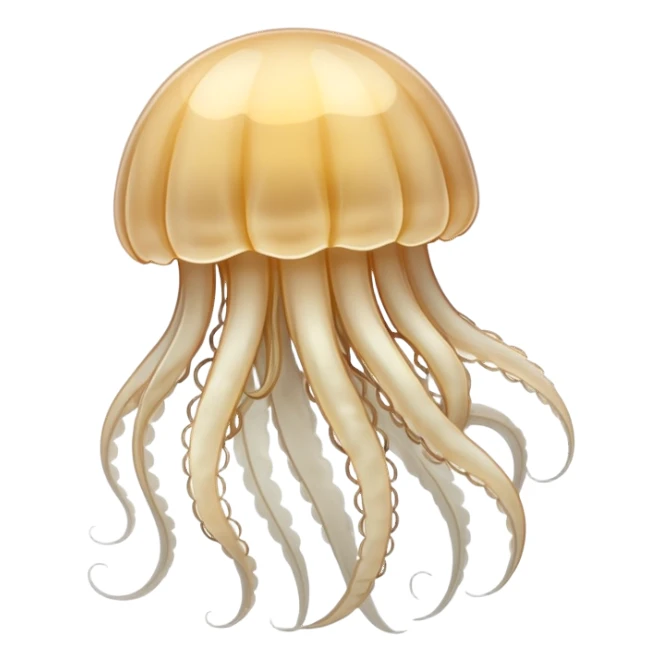 white beige jellyfish with translucent body and flowing tentacles sticker