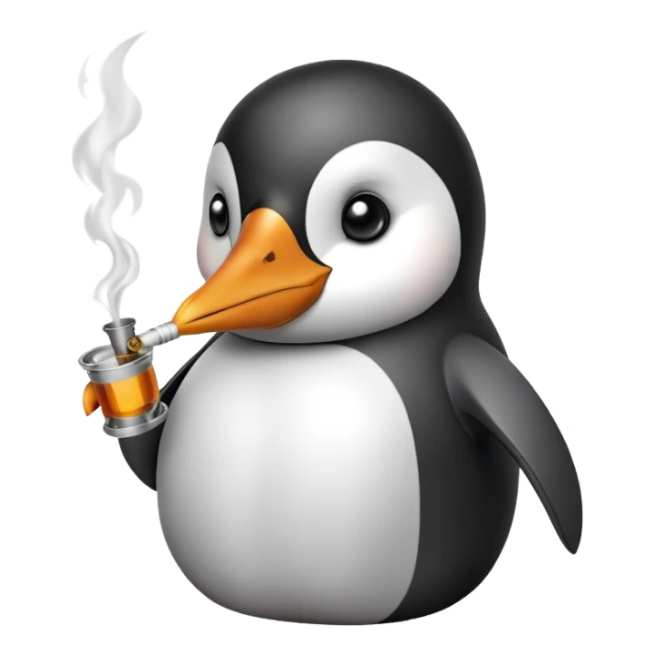 Penguin smoking a bong sticker