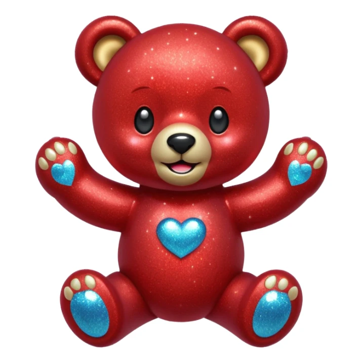 red glitter bear Happy  sticker