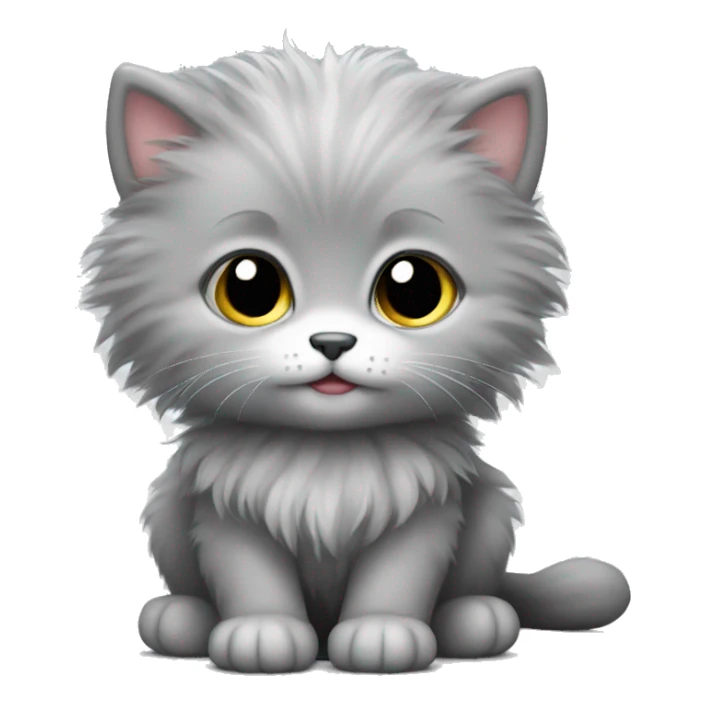 Cute grey fluffy kitten sticker
