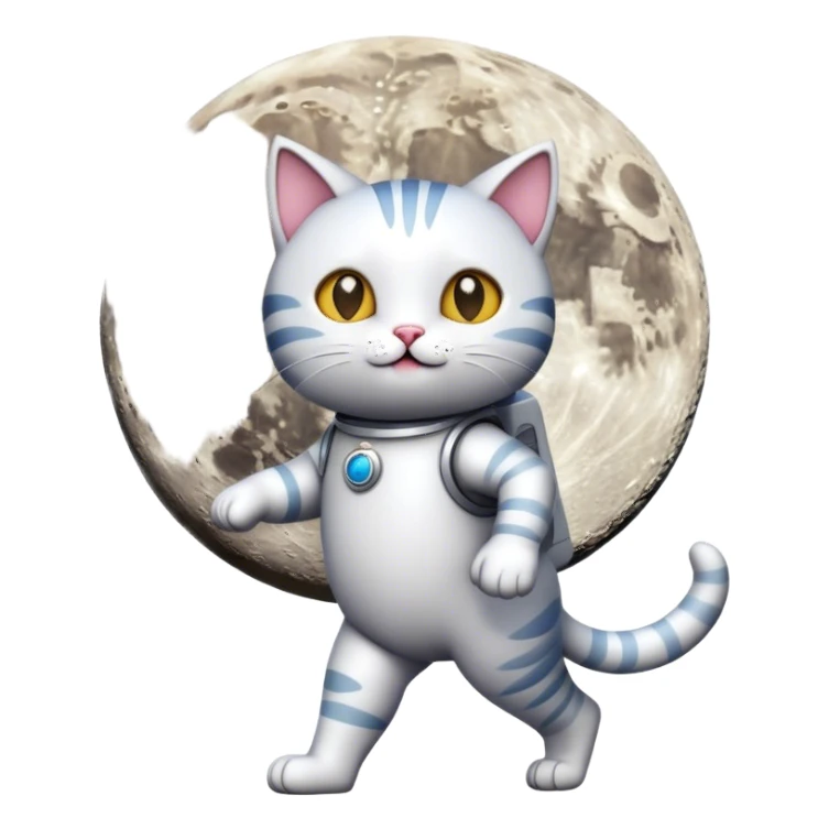 a cat walking on the moon sticker