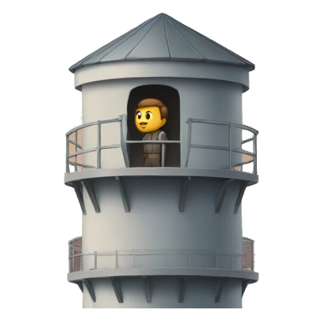 Person looking out from a watchtower  sticker