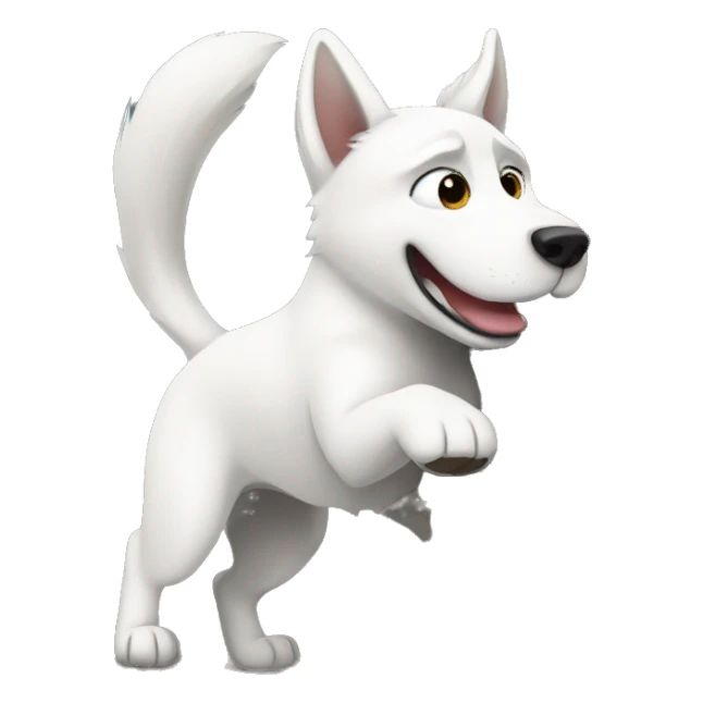 White husky hitting a wall sticker