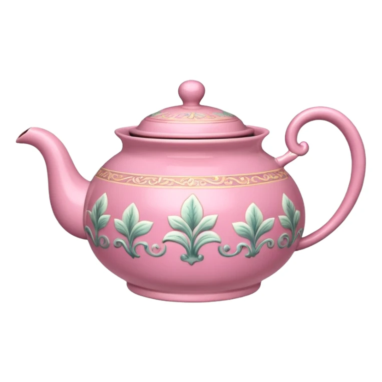 Pink steaming and boiling  tea pot with smoke sticker
